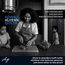 Karokstore Shg Özel Tasarımlı 304 Paslanmaz Çelik Kesme Tahtası 3lü Set (Saklama Kılıfı, Kesme Tahtası ve Silikon Kaydırmaz Mat)1,5 mm Kalınlık, 23 x 34 cm Yıkanabilir, Gıda Temasına Uygun, Hijyenik