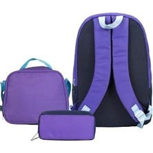 Karokstore Be Happy Çift Ana Bölmeli Çocuk Ilkokul Çanta Set Mor
