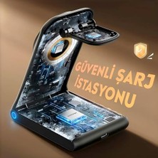 Karokstore W15 3in 1 Katlanabilir Çoklu Masaüstü Kablosuz Şarj Standı