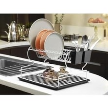 Karokstore Sas Haus Ömür Boyu Paslanmaz Bulaşıklık Bulaşık Sepeti Iki Katlı Tabaklık Termo Plastik Kaplama Beyaz