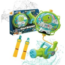 Karokstore Oyuncak 1200 ml Su Kapasiteli Sırt Çantalı 9 Metre Atış Mesafeli Su Tabancası 20 cm - Çantalı Oyuncak Su Tabancası Taşınabilir Dinozor ve Desenli (Dinozor)