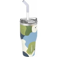 Karokstore 590ML Desenli Pipetli/pipetsiz Çift Kullanım Tumbler Kahve Bardağı/mug Paslanmaz Çelik Termos (Jungle)