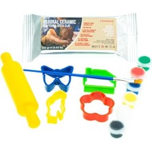Karokstore Doğal Seramik Kil Seti,kırmızı/terracotta 250 gr Fırınlama Gerektirmeyen Hamur,kalıplar,merdane,fırça,6 Renk Akrilik,şekillendir,kalıpla,kurut,. Montessori Sınıfları Için Ideal Toksik Değil