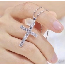 Rachel Silver 925 Ayar Gümüş Zirkon Taşlı Rodyumlu Haç Kolye