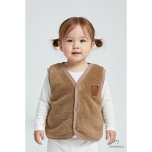 Babyden's Welsoft Kız Bebek Çocuk Çıtçıtlı Yelek | Yumuşak Dokulu,ayıcık Armalı,peluş Bebek Yeleği  6-36 Ay