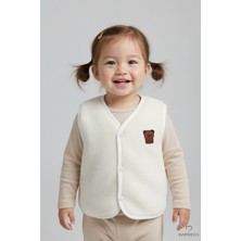 Babyden's Welsoft Kız Bebek Çocuk Çıtçıtlı Yelek | Yumuşak Dokulu,ayıcık Armalı,peluş Bebek Yeleği  6-36 Ay
