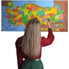 Zaya Home Buffer® Renkli Türkiye Haritası Manyetik Yapıştırıcı Gerektirmeyen Duvar Stickerı 118 cm * 56 cm