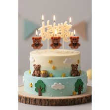 Bkmc Sevimli Ayı Happy Birthday 4 Lü Doğum Günü Parti Seti Süsü Mumu