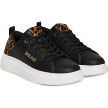 Just Cavalli Kadın Fondo Ursa Dis. 2 Leopar Desenli Kalın Tabanlı Sneaker - Siyah