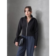 Paw Garage Kadın Naro Metal Fermuarlı Crop Ceket