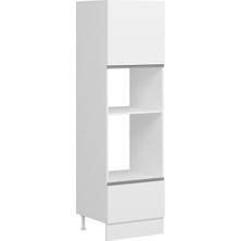 Alvinka Minar Mutfak Modül Duz_j 60-H210CM Boy Ank Dolabı Beyaz Beyaz