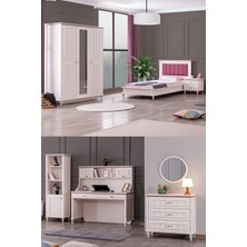 Setay Ezgi Lux Genç Odası - 3 Kapılı Dolap, Karyola, Komodin, Masa, Şifonyer, Kitaplık