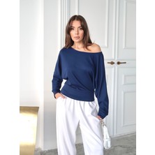 Paw Garage Kadın Riva Modal Kumaş Kayık Yaka Bluz Sweat