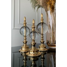 Gilli Store Dekoratif 3'lü Metal Kristal Cam Küre Alem