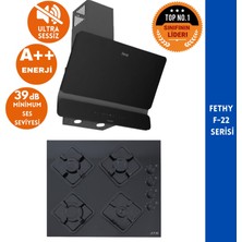 Ferre ve Afm Tech Markalı Fethy- F-22 Sessiz  2'li  Siyah Cam Ankastre Set (D080-SA + FM-BD2200)