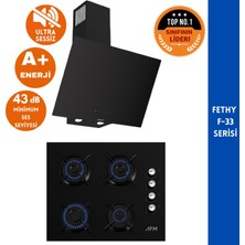 Ferre ve Afm Tech Markalı Fethy- F-33 Sessiz  2'li  Siyah Cam Ankastre Set (D077-SA + FM2200)