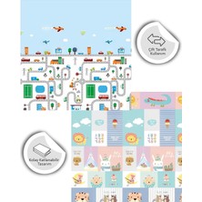 Globomart City Pulse Katlanabilir Çift Taraflı Oyun Matı - Oyun Halısı Premium Seri (Taşıma Çantası Hediye)