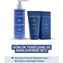 Novalyce Günlük Temizleme ve Nemlendirme Seti – Su Bazlı Yüz Temizleme Jeli + Hydrogel Nemlendirici Krem