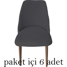 Rişte Home 6 Lı A Kalite Sandalye Kılıfı Büyük Oval Likralı Yıkanabilir Lastikli Bambu Sandalye Örtüsü 6 Adet