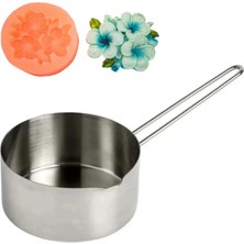 Adin Tasarım Çiçek Mum Yapım Seti Mum Eritme Kabı 500 ml Zambak Ortanca Silikon Kalıp Mum Kalıbı