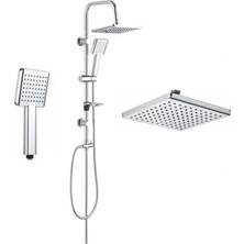 MegaVitrin Tema Rain Plus Tetra Tepe Duş Takımı Seti - Krom Kaplama Paslanmaz SS304 Borulu