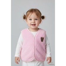 Babyden's Welsoft Kız Bebek Çocuk Çıtçıtlı Yelek | Yumuşak Dokulu,ayıcık Armalı,peluş Bebek Yeleği  6-36 Ay