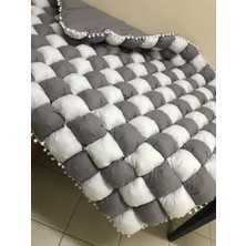 Zaya Home Gri-Beyaz 40 Yama Bebek Yorganı , Bebek Minderi