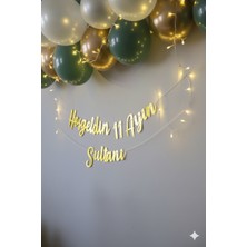 Deniz Party Store Peri LED Li Hoşgeldin 11 Ayın Sultanı Gold Kaligrafi Yazı Zincir Balon Ramazan Bayramı Seti
