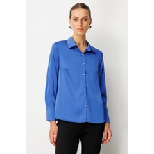 Önü Düğmeli Saten Gömlek Ekol