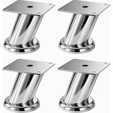 Badem10 Tablalı Dereceli (4 Adet) Ayarlanabilir (6 Cm) Krom Metal Baza Tv Ünitesi Koltuk Mobilya Ayağı