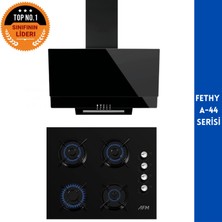  Afm Tech  Fethy- A-44  2'li  Siyah Cam Ocak + Davlumbazlı  Ankastre Set (FM3250 + FM2200)