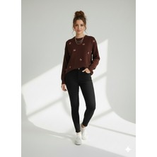 Ribana Classic Kadın Fiyonk Detaylı Bisiklet Yaka Çift Iplikli Triko Kazak