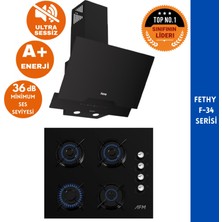 Ferre ve Afm Tech Markalı Fethy- F-34  Sessiz  2'li  Siyah Cam Ankastre Set (D063-SA +FM2200)