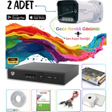 Adecam 2'li Full Hd Ahd Güvenlik Kamera Sistemi Cepten izleme - Gece Renkli & Sesli Set + 30 Gün Kayıt