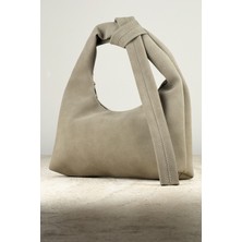 Soft Süet Dokulu Düğüm Detaylı Kadın Hobo Omuz Çantası