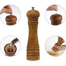 Karokstore Doğal Ahşap Gövdeli Öğütücü Seramik Bıçaklı Baharat ve Tuz Değirmeni 27 cm 2 Adet