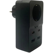 MiraLive Isıya Dayanıklı Termal Akım Korumalı 1 Priz Girişli 2 USB Girişli 2 Type-C Girişli Pirz (4887)