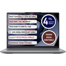 Lenovo Ideapad Pro 5 14IMH9 Intel Ultra 5-125H 16GB 1tb (512GB+512GB) GB SSD 14" OLED 83D2005ATR Freedos Taşınabilir Bilgisayar