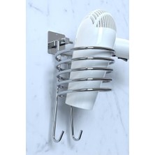 Karokstore Yapışkanlı Gümüş Fön Makinesi Askısı Saç Kurutma Makinesi Tutacağı YK-710