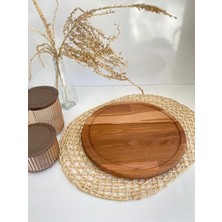 Karokstore Yuvarlak Doğal Ahşap Sunum Tabağı Ahşap SUNUMLUK(KAYIN/GÜRGEN)(ÇAP:30CM)