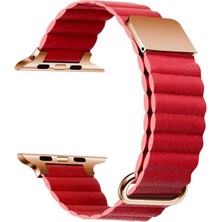 Karokstore Ile Uyumlu 42MM Krd-78 Pu Deri Kordon Strap Kayış Kırmızı