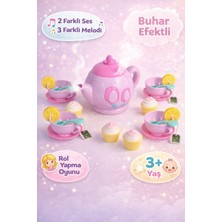 Trendzone Pilli Sesli Müzikli Buhar Çıkartan Oyuncak Çaydanlık Evcilik Seti 24 Parça