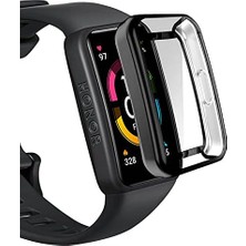 Karokstore Honor Band 6 Için Kılıf 360 Full Round Soft Silicone Siyah [honor Band 6 ile Uyumlu Kılıf - Siyah]