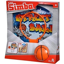 Karokstore Simba 107406024 Basketbol Seti, Kapı Askılı, Tahta 27 x 5 x 21 Cm, Fileli Pota 15 Cm, Top 8,6 Cm, 3 Yaş ve Üzeri