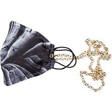 Karokstore Of Silk % 100 Ipek Mavi Mermer Zincir Detaylı Ağız Maskesi