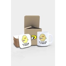 Karokstore Belalı Civciv Yar Ben Belanın Ta Kendisiyim Komik Tasarımlı Baskılı Kupa Bardak Seti, Eğlenceli Özel Hediye Mug