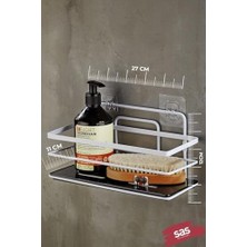 Karokstore Yapışkanlı Ömür Boyu Paslanmaz Kristal Ayarlanabilir Raf Banyo Düzenleyici Şampuanlık Beyaz Lş-01 Bs