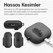 Karokstore Galaxy Buds 3 Pro, Buds 3 ve Buds 3 Fe ile Uyumlu Mandallı Kapak Kilit Sistemli Kumlanmış Mat Dokulu Darbelere Dayanıklı Hibrit Kılıf (Gri)