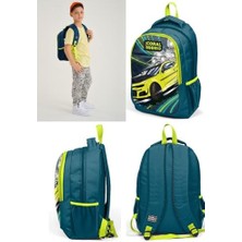 Karokstore Nefti/sarı Araba Ilkokul ve Ortaokul Sırt Çantası Üç Bölmeli Erkek Çocuk