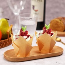 Karokstore Kek Kapları, 200 Adet Lale Desenli, Yağ Geçirmez, Yapışmaz, Gıda Sınıfı Kağıt, Sarı, Tek Kullanımlık, Özel Günler ve Etkinlikler Için